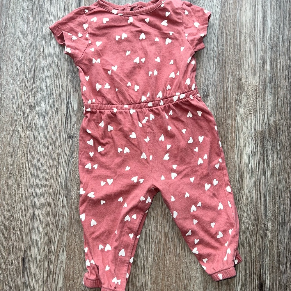 Old Navy Kids Heart Patterned Romper - Coral